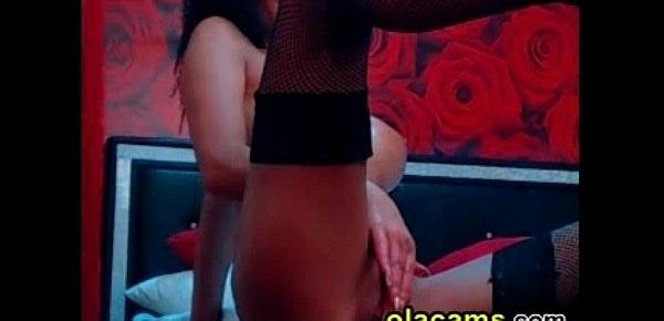  Skinny teen brunette rubs clit on webcam